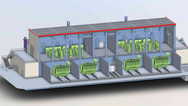 3-D-Modell des Umspannwerks Offenbach Ost.(Bild:  Spie)