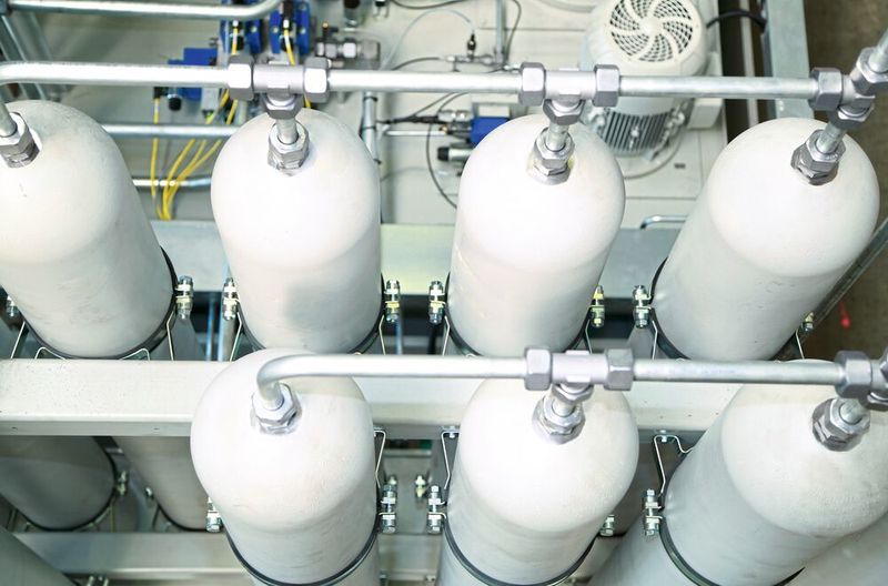 Beispiel für eine Druckbehälteranlage von Roth Hydraulics. Sie zeigt ein kundenspezifisch ausgelegtes Verschraubungssystem. (Roth Hydraulics)