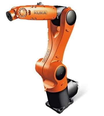 Red Dot Award 2015 - Kleinroboter KR 6 Agilus von KUKA: Der Kleinroboter KR 6 Agilus ist für den sicheren Einsatz in direkter Zusammenarbeit mit Menschen geeignet und kann ohne Schutzzaun betrieben werden, z. B. in der Medizintechnik. Der Roboter ist auf besonders hohe Arbeitsgeschwindigkeiten ausgelegt. Da sich die gesamte Energie- versorgung inklusive Druckluftleitungen im Inneren des Roboters befindet, sind seine Konturen sehr schlank. Die durchgängig abgerundeten Kanten vermeiden Verletzungsgefahren. (Bild: Red Dot)
