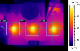 Bild 8: Wärmebild des µIPM (QFN HB) bei Volllast. (Bild: IRF)