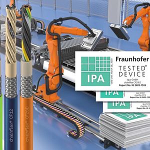 Igus konnte 238 halogenfreie Chainflex TPE-Leitungen vom Fraunhofer IPA erfolgreich nach Trockenreinraumklasse 4 und 5 zertifizieren lassen.  (Bild: Igus SE & Co. KG)