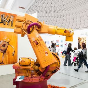 Der Palletierroboter auf der Kunstmesse Paratissima in Turin