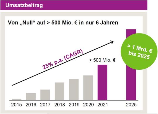 Umsatzentwicklung der Innovationswachstumsfelder von Evonk(Bild:  Evonik Industries AG)