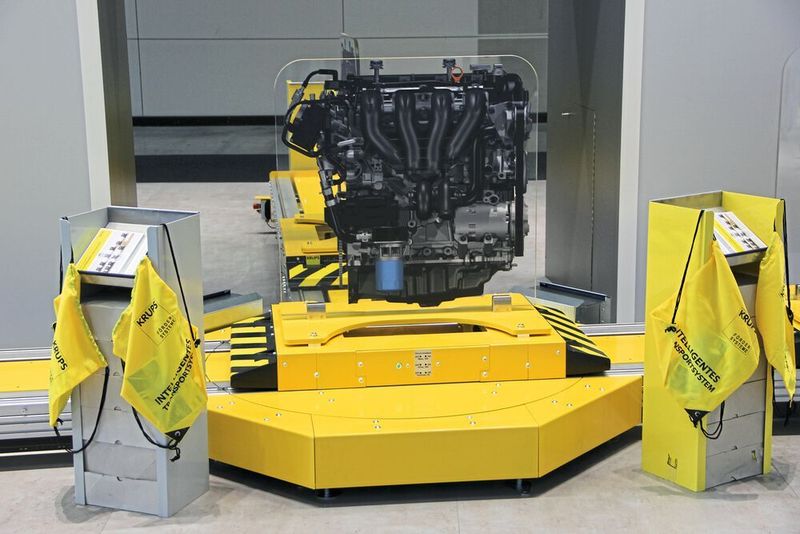 Hohlwellen-Schleifringe von Servotecnica sorgen in den Drehmodulen des Logomat-E-Cart-Systems für den gesamten Daten- und Stromfluss von den stationären zu den drehenden Komponenten. (Krups Fördersysteme)