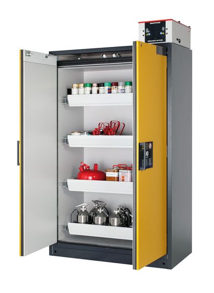 Gefahrstoffschrank Select von Denios mit Umluftfilteraufsatz. (Bild: Denios)
