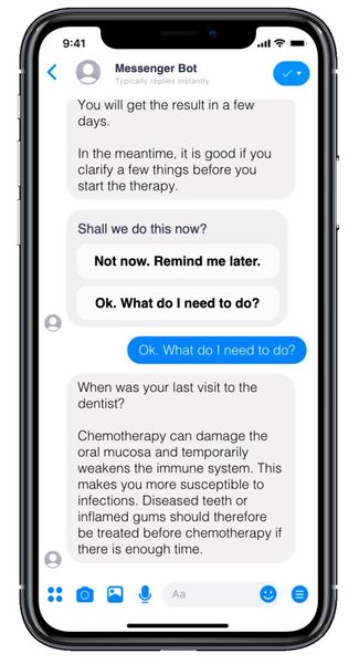 Beispiel für den Einsatz von Chatbots bei der Therapiebegleitung  (© BOTfriends)