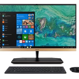 Der Rechner steckt beim All-in-One-PC Aspire S24 im Standfuß. Das fast randlose ISP-Panel liefert die Full-HD-Auflösung. 