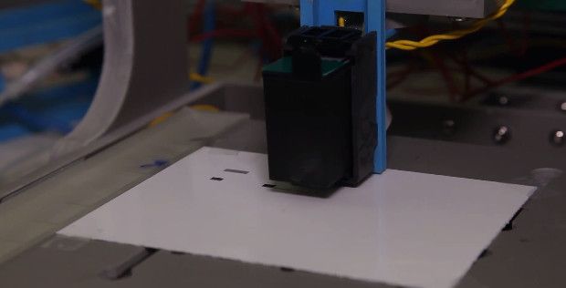 Electronics prototyping with Squink consists of three steps: printing with conductive ink... (BotFactory)