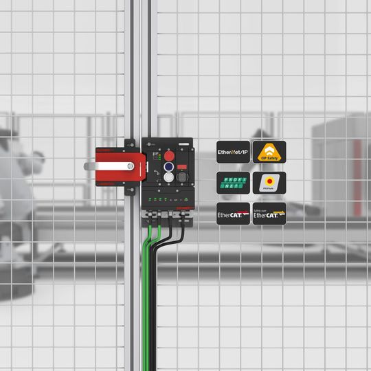 Der modulare Aufbau der MGB2 mit Standardkomponenten erlaubt maßgeschneiderte und kosteneffiziente Anwendungen mit hoher Flexibilität bei Ausführung und Skalierung. Für Vielseitigkeit bei der Kommunikation sorgt das Busmodul, das PROFINET, EtherCAT(P), and EtherNet/IP unterstützt.(Bild:  Euchner)