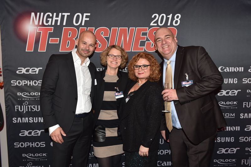 (v. l.) Sven Glatter, comTeam, Stephanie Pelch, C&P, Ufo Foellmer, comTeam, und Oliver Gorges, cop software. (Bild: Hannes Magerstädt)