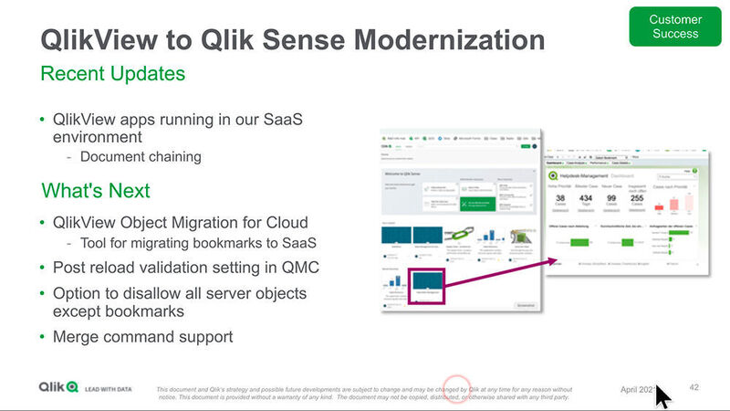 Die Migration bisheriger Qlik View Assets auf die moderne Qlik Sense Plattform in der Cloud ist für Kunden von hoher Priorität. Qlik bietet dafür einen Migrationspfad. Zunächst einmal können alle Qlik Views Apps auf der SaaS-Plattform ausgeführt werden. (Qlik)