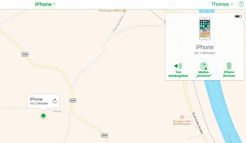 Wird das Gerät gefunden lässt sich ein Ton abspielen. Der Ton wird auch abgespielt, wenn das Gerät auf lautlos gestellt ist. Außerdem kann das Gerät gesperrt und eine Nachricht übertragen werden. (Bild: Thomas Joos / Apple)