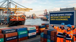 So gut, wie lange nicht mehr! In vielen deutschen Exportbereichen wird die Laune wieder besser, wie eine Ifo-Umfrage jetzt zeigt. Woran das liegt, erfahren Sie hier ... (Bild: KI-generiert)