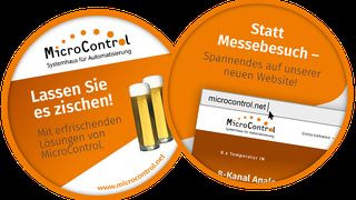 bierdeckel-messe-ersatz-mailing-montage (MicroControl GmbH & Co. KG)