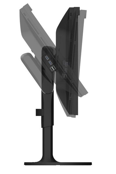 Der Standfuß bietet einen weiten Verstellbereich für Neigung oder Höhenverstellung um 155 mm. (Eizo)