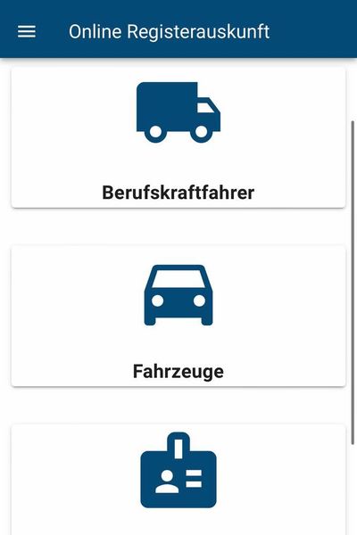 Und dann weiter mit „Fahrzeuge“.  (Screenshot der KBA-Anwendung: ADAC)