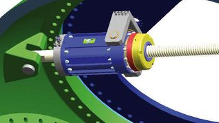 Dieser Kugelgewindespindel-Direktantrieb dient zur Pitch-Verstellung der Flügel in Windkraftanlagen.Bild: Umbra Group (Archiv: Vogel Business Media)