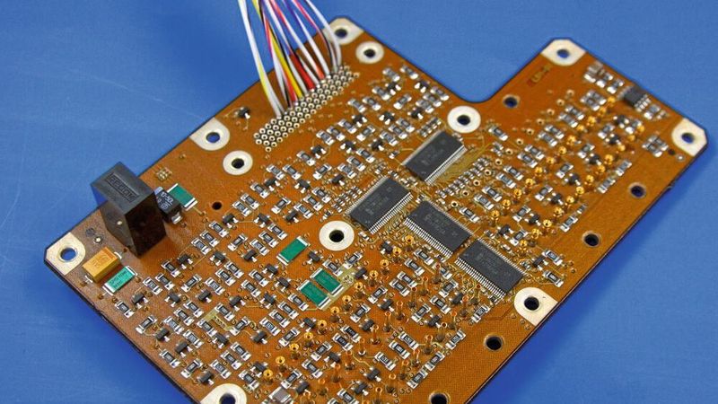 Die zehnschichtige 3D-gedruckte Leiterplatte mit bestückten Außenseiten. Die zehnschichtige 3D-gedruckte Leiterplatte mit bestückten Außenseiten.