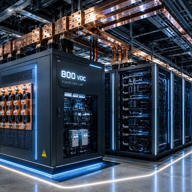 The 800-VDC power distribution system has established itself as a practical way to efficiently supply power to racks, even at the megawatt level. (Source: © zmaj88 – stock.adobe.com / AI-generated)