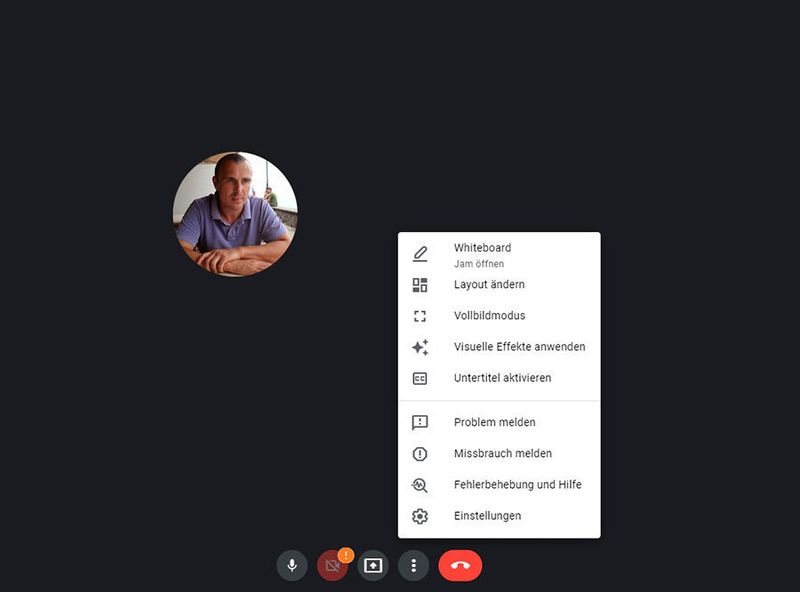 Aufrufen der Funktionen in einem Google Meeting. (Joos)