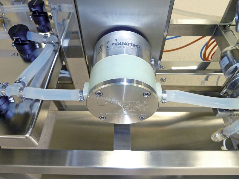 Rentschler Biotechnologie values Quattroflow 1200 Single-Use Series Quaternary Diaphragm Pumps for their performance and lack of pulsation. (Picture: Quattroflow)