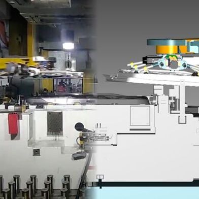 Aus dem realen Modell einer Pressenlinie wird ein digitaler Zwilling. (Bild: Siempelkamp Transport Systems )