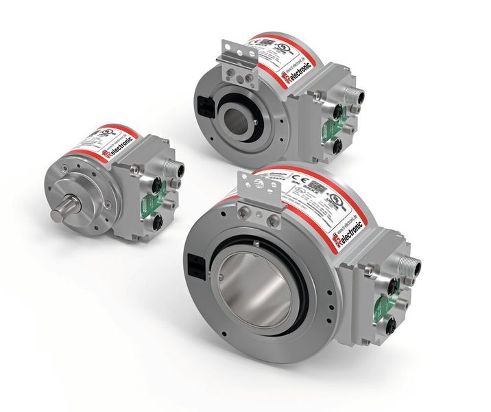 TR-Electronic stellt, im Bereich Absolut-Drehgeber mit echtem Multiturn, vom kompakten Industriemaß 58 mm der Baureihe C_582 bis hin zu großen durchgehenden Hohlwellen mit Durchmesser 50 mm der Baureihen C_H802 und C_H1102 die neuste Schnittstellentechnologie zur Verfügung. (TR Electronic)