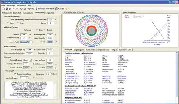 Ausschnitt aus dem Motor-Berechnungsprogramm, das Sycotec selbst entwickelt hat. (Bild: Sycotec)