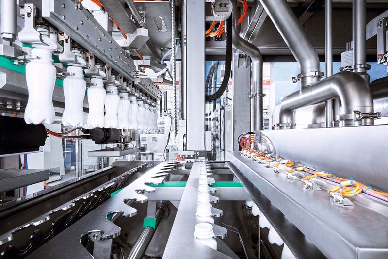 Der neue lineare Aseptik-Block Inno PET Blofill ABF von KHS ist für die Abfüllung von Milch, Milchmixgetränken sowie Säften, Smoothies und Eistee in PET-Flaschen mit Volumina zwischen 250 Milliliter und 2 Liter ausgelegt. (Bild: KHS)