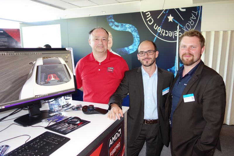 (v. l.) Matthias Willecke, AMD, mit Uli Kurzböck und Alexander Schmidt, Sapphire (Bild: IT-BUSINESS)