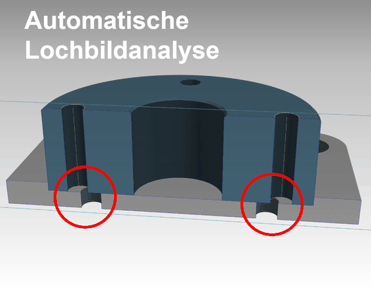 Eine neue Invenio-Technologie erkennt Bohrungen in 3D-Daten automatisch und erfasst ihre wichtigsten Merkmale für Analyse- und Prüfprozesse.(Bild:  Invenio)