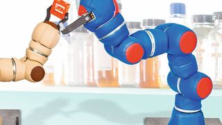 Der P-Rob 1R mit sechs Freiheitsgraden (rechts) und sein kleiner Bruder 1U. (Maxon Motor)