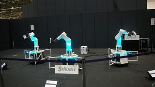 Le show robotique de Staübli, s'est déroulé durant l'exposition genevoise de l'EPHJ EPMT SMT. (Image: MSM)