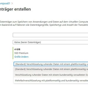 Verschlüsseln von neuen Datenträgern in Azure.(Bild:  Joos)