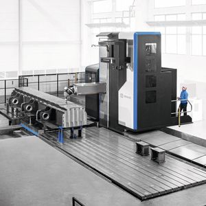 Der Aufbau der Soraluce FP 14000 mit einer besonderen, thermostabilen Gusskonstruktion in einem eigenen Fundament sowie mit Linearwälzführungen und einem Dämpfungsschlitten gewährleistet bei H.P. Kaysser die zuverlässige Präzisionsbearbeitung von Großteilen.(Bild:  Bimatec Soraluce)