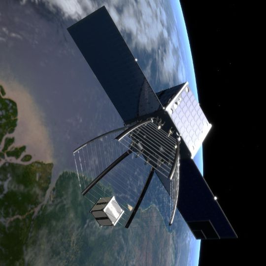 Clean Space One: Mit einem trichterförmigen Fangnetz soll der von der EPFL konzipierte Säuberungssatellit würfelförmige CubeSats einfangen. Clean Space One: Mit einem trichterförmigen Fangnetz soll der von der EPFL konzipierte Säuberungssatellit würfelförmige CubeSats einfangen.