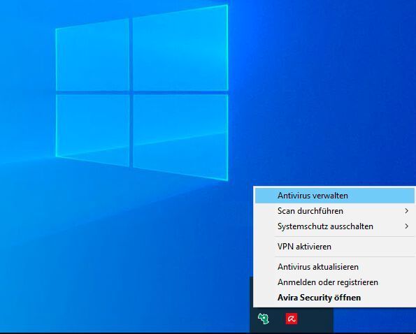 Die Anpassung von Avira Free Security erfolgt über das Icon im Traybereich der Taskleiste. Hier binden sich auch die anderen Scanner ein. (Joos)