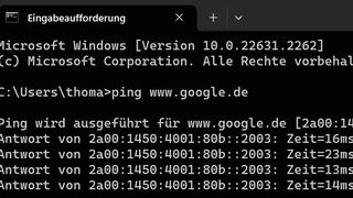 Mit Ping.exe lassen sich auch Netzwerk- und Internet-Probleme beheben. (Bild: Thomas Joos)