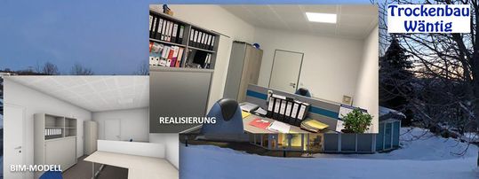 (BIM-konforme Projektierung beim Umbau der Trockenbau Wäntig GmbH. Bild: Trockenbau Wäntig GmbH)