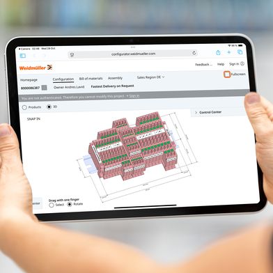 Beim Bestell- und Übergabeprozess bindet sich der Online WMC nahtlos ein – insbesondere in Kombination mit dem Fast Delivery Service für einbaufertige Klemmenleisten.  (Bild: Weidmüller)
