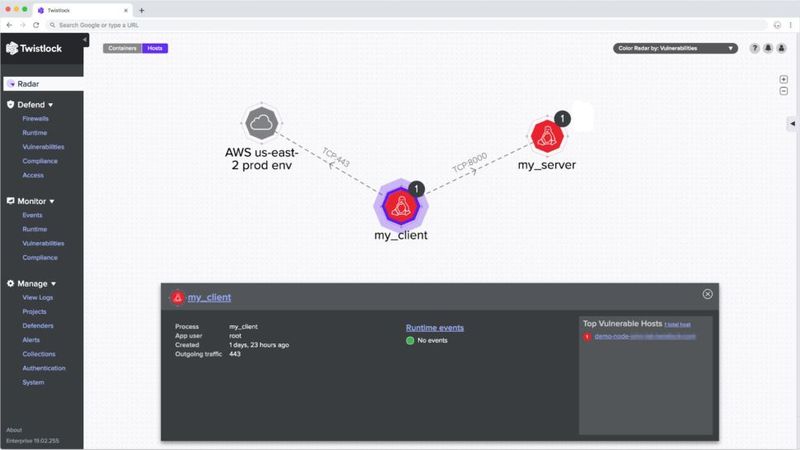 Eines essenzielles Feature von Twistlock ist die Cloud-native Netzwerk-Firewall samt Host-Radar. (Twistlock)