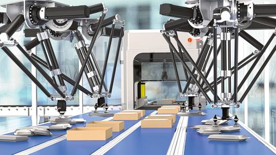 Delta-Roboter sind Hochgeschwindigkeitsspezialisten und werden vorrangig in der Lebendmittelindustrie eingesetzt aber auch in der Pharma- und Elektronikindustrie.(Bild:  Neugart)