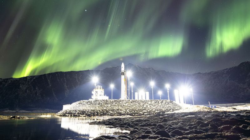 Spectrum ahead of its second flight on the launch pad at Norway’s Andøya Spaceport. With the successful flight, Isar Aerospace has become the first company to launch satellites into orbit from continental Europe.(Photo:  Isar Aerospace / ESA – ESA Standard Licence)