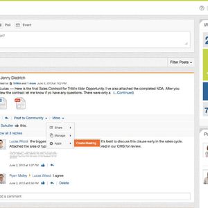 Mit tibbr Meetings lassen sich direkt aus Konversationen heraus Meetings initiieren.