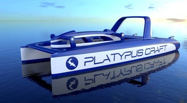 Das elektrisch betriebene Freizeit-Boot Platypus: Es verbindet die zwei Wassersportarten Bootfahren und Tauchen. (Platypus)