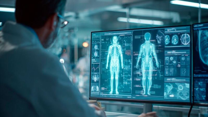 Der Einsatz von KI im Medtech-Bereich entlastet das Klinikpersonal und verbessert die Diagnostik.(Bild:  HTEC/Midjourney / KI-generiert)