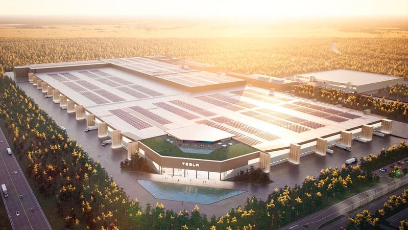 So stellt sich Tesla sein Werk in Grünheide vor. So stellt sich Tesla sein Werk in Grünheide vor.