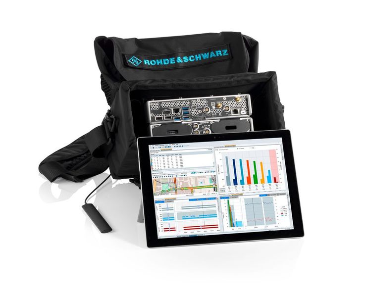 Für effiziente Feldmessungen im Fahrzeug oder zu Fuß lassen sich die erforderlichen Messgeräte zusammen mit einer geeigneten Antenne in einem Rucksack oder einer Schultertasche unterbringen. (Bild: Rohde & Schwarz)