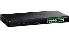 Der unmanaged Gigabit-PoE+-Switch TPE-TG160g von Trendnet versorgt bis zu 16 Netzwerkgeräte über Ethernet mit Strom und soll Long-Range-PoE-Verbindungen über bis zu 250 Meter ermöglichen. (Bild: Trendnet)