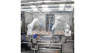Industrieroboter von Kuka werden zur Handhabung von Lebensmitteln eingesetzt. (Bild: Kuka)